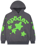 Loop's Grey and Green Sp5der hoodie (HOLIDAY SALE)