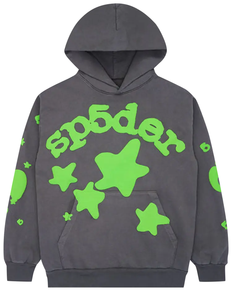 Loop's Grey and Green Sp5der hoodie (HOLIDAY SALE)