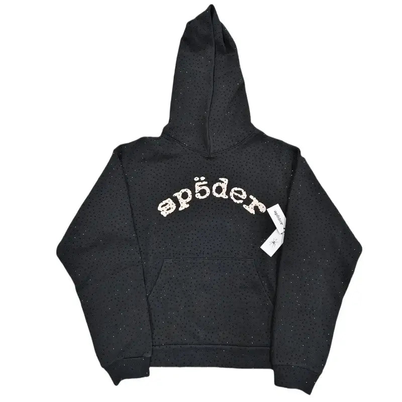 Loop's Sp5der Black Rhinestone (HOLIDAY SALE) professional and reliable black hoodie with rhinestone design.