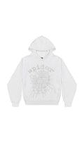 Loop's White Sp5der Rhinestone Logo hoodie (HOLIDAY SALE)