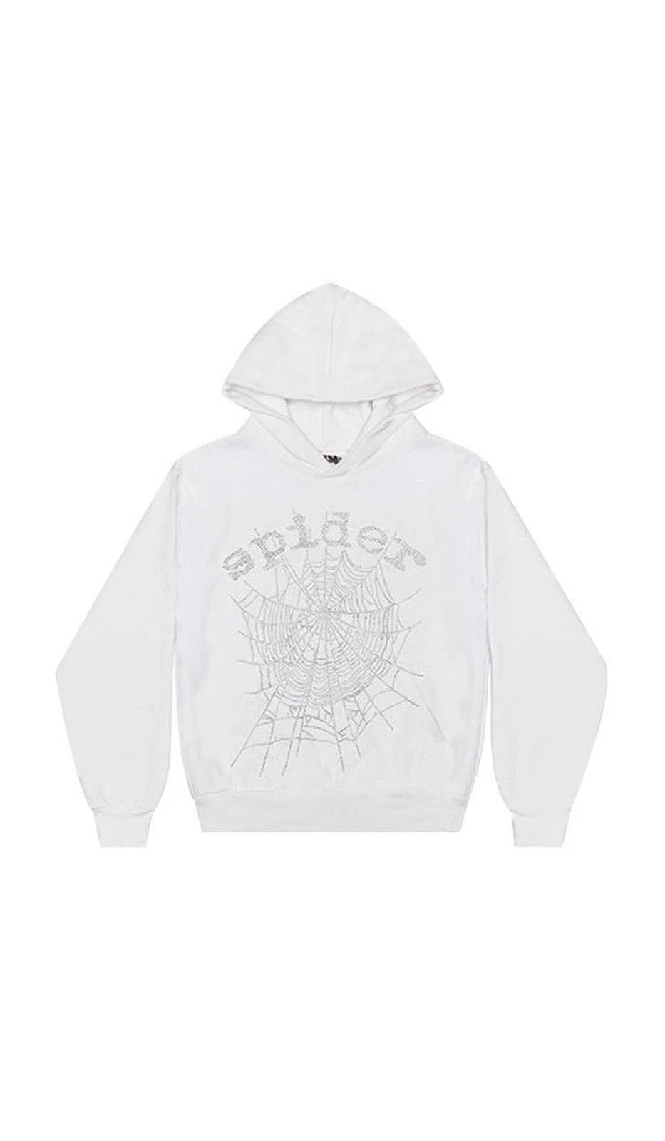Loop's White Sp5der Rhinestone Logo hoodie (HOLIDAY SALE)